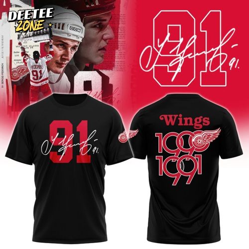 Detroit Red Wings 91 Sergei Fedorov Special Black Shirt