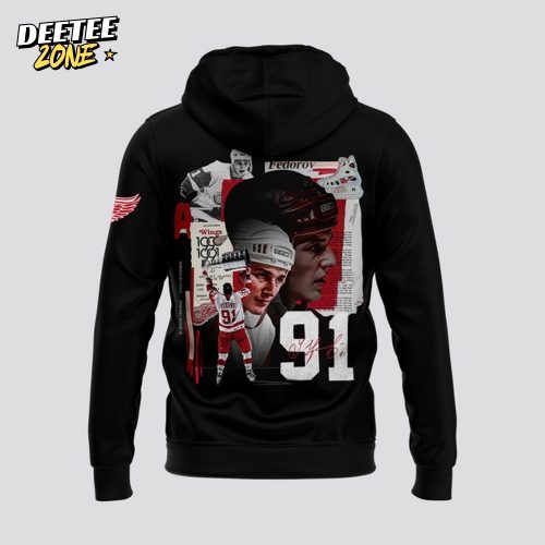 Detroit Red Wings x Sergei Fedorov Signature Black Hoodie