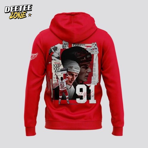 Detroit Red Wings x Sergei Fedorov Signature Red Hoodie
