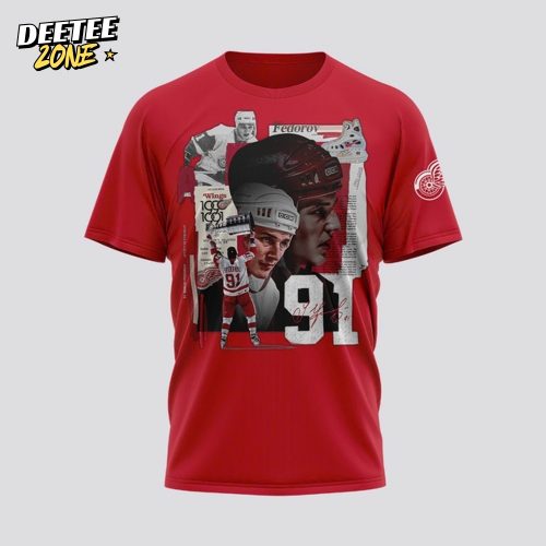 Detroit Red Wings x Sergei Fedorov Signature Red Shirt