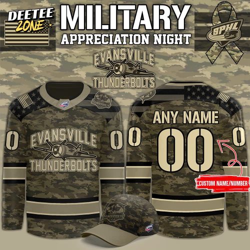 Evansville Thunderbolts x Military Appreciation Day Night 2025 Hockey Jersey