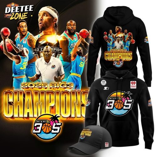 Miami 305 Champions Big3 2025 Black Hoodie