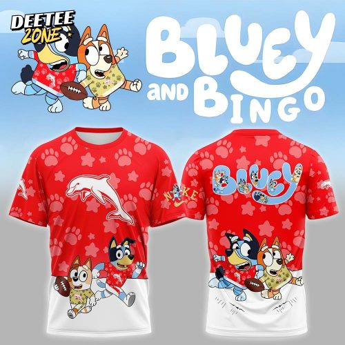 NRL Dolphins Mixed Bluey and Bingo T-shirt
