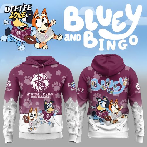NRL Manly Warringah Sea Eagles Mixed Bluey and Bingo Hoodie