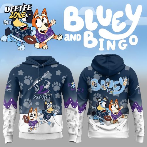 NRL Melbourne Storm Mixed Bluey and Bingo Hoodie
