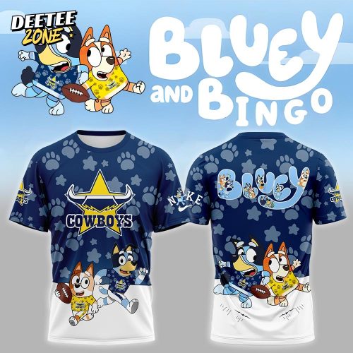 NRL North Queensland Cowboys Mixed Bluey and Bingo T-shirt