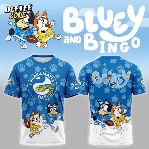 NRL Parramatta Eels Mixed Bluey and Bingo T-shirt