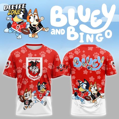 NRL St. George Illawarra Dragons Mixed Bluey and Bingo T-shirt