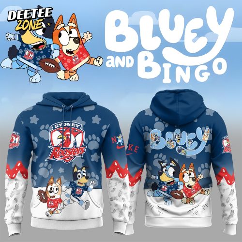 NRL Sydney Roosters Mixed Bluey and Bingo Hoodie