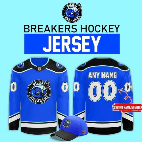 Biloxi Breakers Special New 2025 Blue Custom Hockey Jersey
