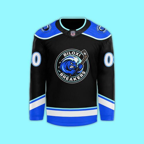 Biloxi Breakers Special New 2025 Black Custom Hockey Jersey