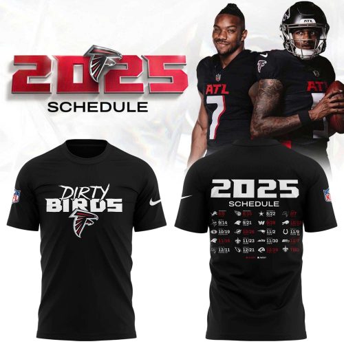 Limited edition Atlanta Falcons 2025 schedule T-shirt – Black