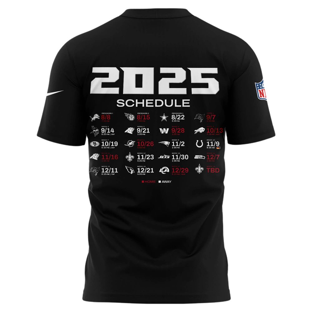 Limited edition Atlanta Falcons 2025 schedule T-shirt – Black