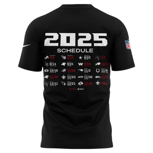 Limited edition Atlanta Falcons 2025 schedule T-shirt – Black
