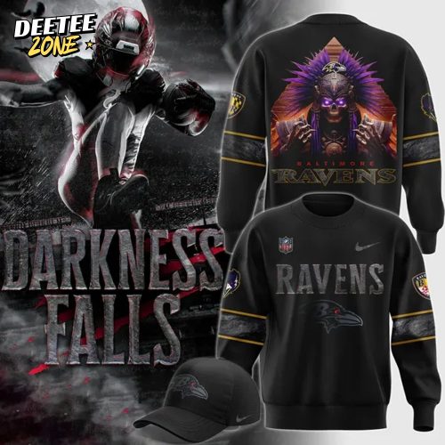 1.Limited Edition Baltimore Ravens ” Darkness Falls ” Sweatshirt 2025