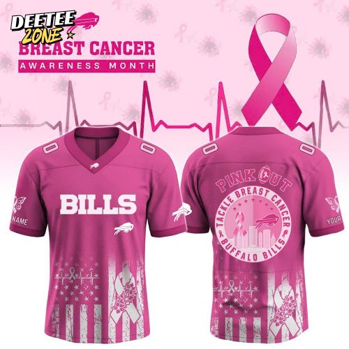 Buffalo Bills Breast Cancer Awareness Month – Pink Out Tribute Jersey-V-neck Short Sleeve Jersey