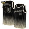 Custom Black Black Old Gold 3D Pattern Design Tiger And Peacock Authentic Basketball Jersey