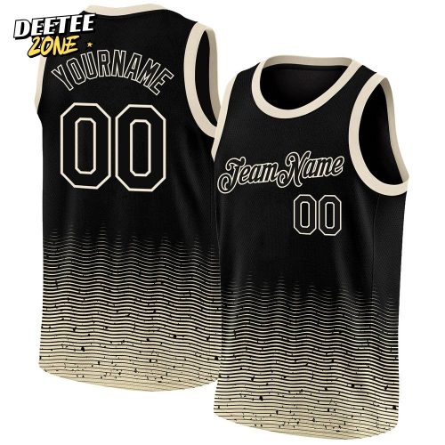Custom Black Cream Fade Fashion Authentic City Edition Basketball Jersey