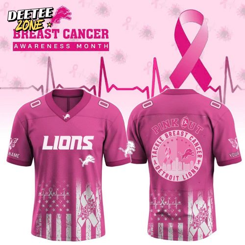 Detroit Lions Breast Cancer Awareness Month – Pink Out Tribute Jersey-V-neck Short Sleeve Jersey