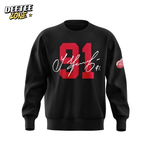 Detroit Red Wings 91 Sergei Fedorov Black Sweatshirt