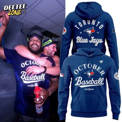 Men’s Toronto Blue Jays Blue 2025 MLB Postseason Locker Room Hoodie