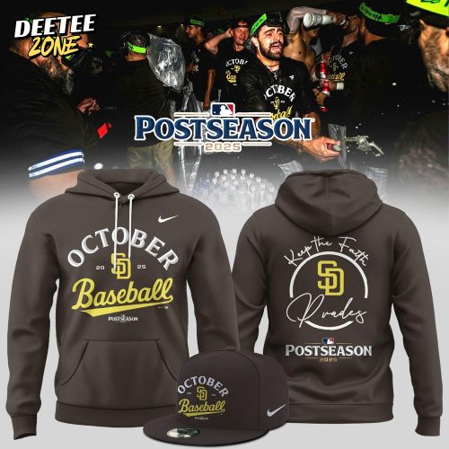 San Diego Padres Fanatics Brown 2025 MLB Postseason Locker Room Hoodie