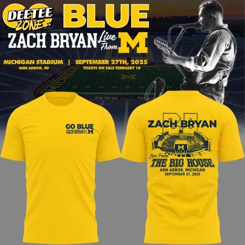 Zach Bryan Tour Michigan Limited Edition 2025 T Shirt – Yellow V2