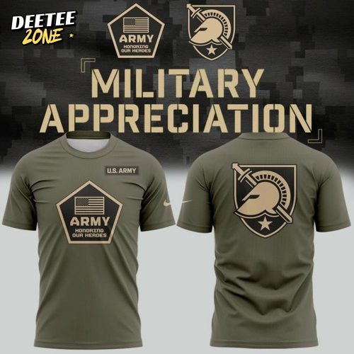 2025 Army Football Military Appreciation Green Army T-Shirt