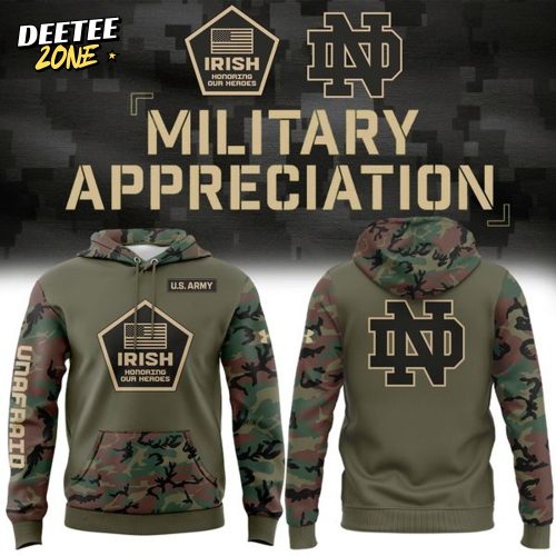 2025 Notre Dame Military Appreciation Green Army Hoodie