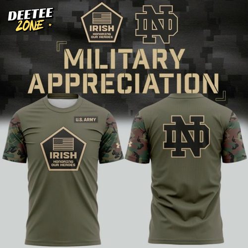 2025 Notre Dame Military Appreciation Green Army T-Shirt