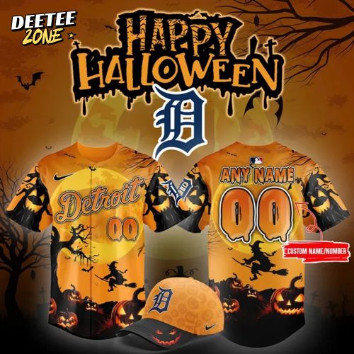 Detroit Tigers ” Happy Halloween ” Custom Jersey