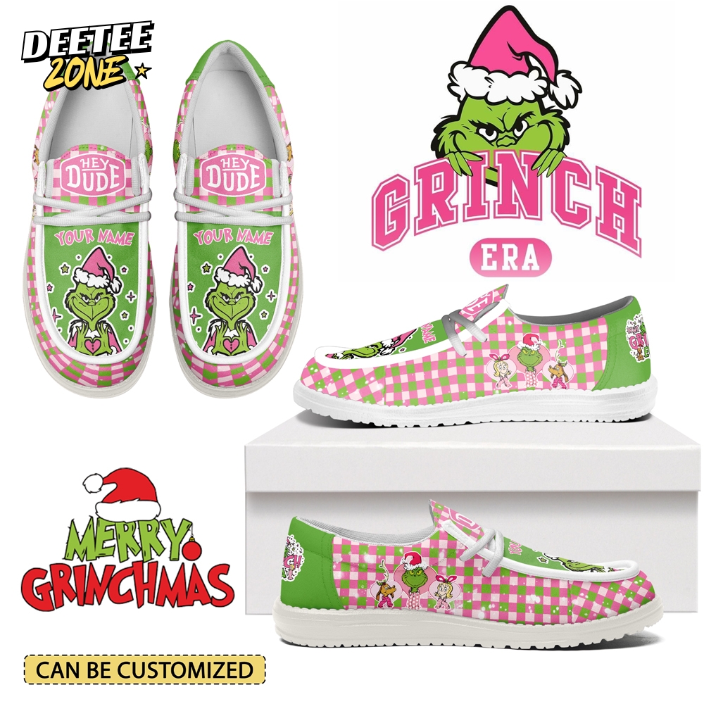Gleammerch The Grinch x Christmas x Pink October Personalized Hey Dude Shoes For Men And Women Gleammerch The Grinch x Christmas x Pink October Personalized Hey Dude Shoes For Men And Women