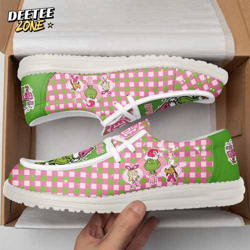 Gleammerch The Grinch x Christmas x Pink October Personalized Hey Dude Shoes For Men And Women