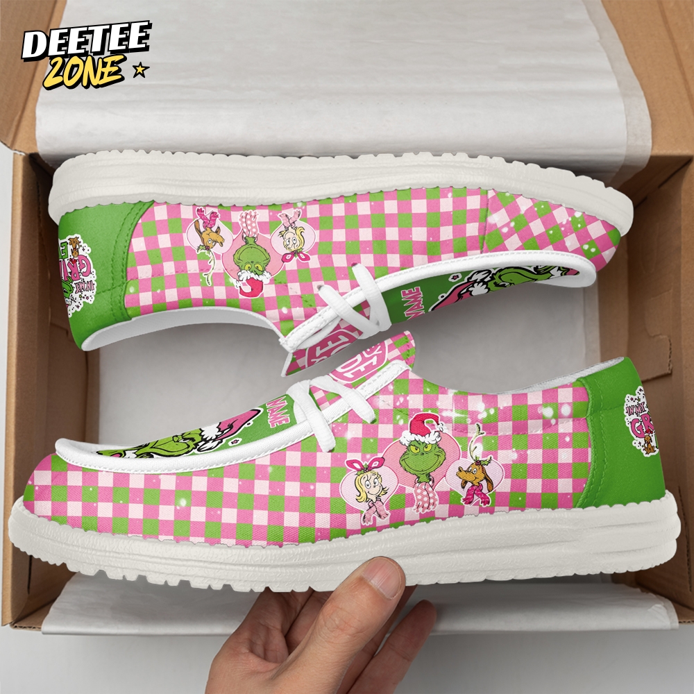 Gleammerch The Grinch x Christmas x Pink October Personalized Hey Dude Shoes For Men And Women Gleammerch The Grinch x Christmas x Pink October Personalized Hey Dude Shoes For Men And Women