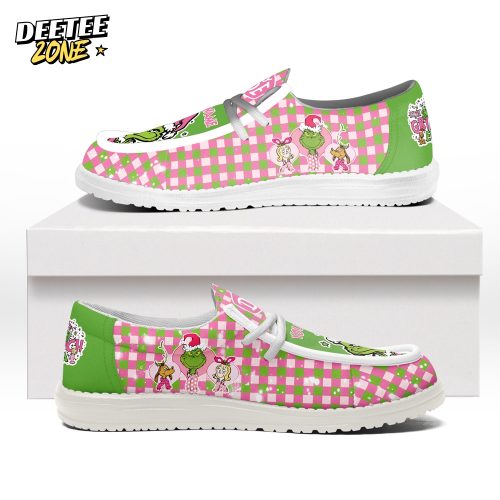 Gleammerch The Grinch x Christmas x Pink October Personalized Hey Dude Shoes For Men And Women Gleammerch The Grinch x Christmas x Pink October Personalized Hey Dude Shoes For Men And Women