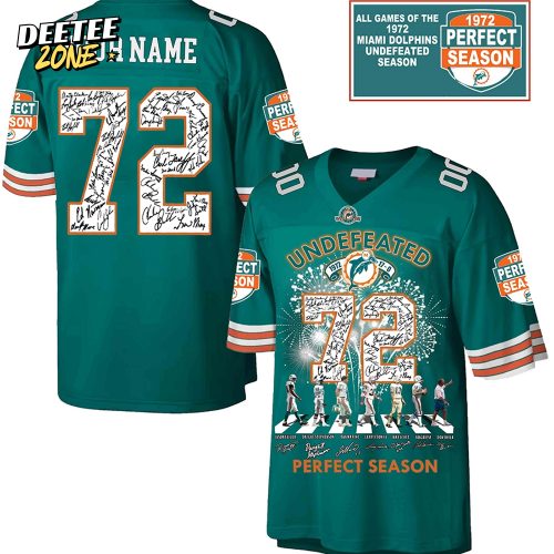 Limited Edition 2025 Miami Dolphins Perfect Season 1972-V-neck Short Sleeve Jersey