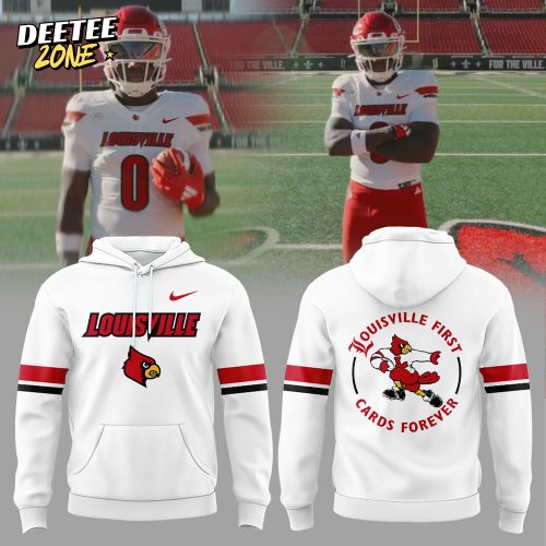 Louisville Football “Louisville First, Cards Forever” White Uniform 2025 Combo Hoodie
