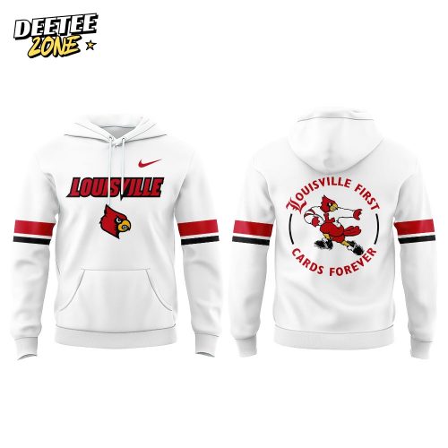 Louisville Football “Louisville First, Cards Forever” White Uniform 2025 Combo Hoodie