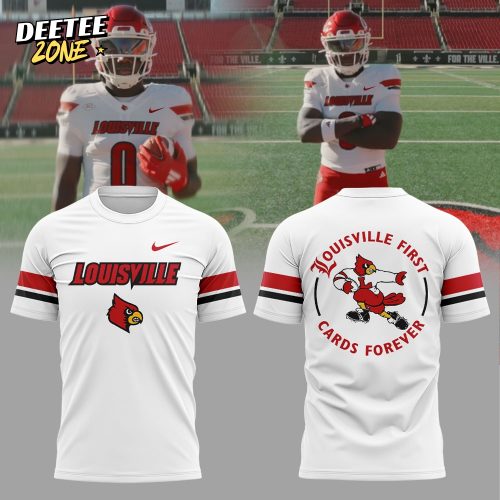 Louisville Football “Louisville First, Cards Forever” White Uniform 2025 Combo Shirt