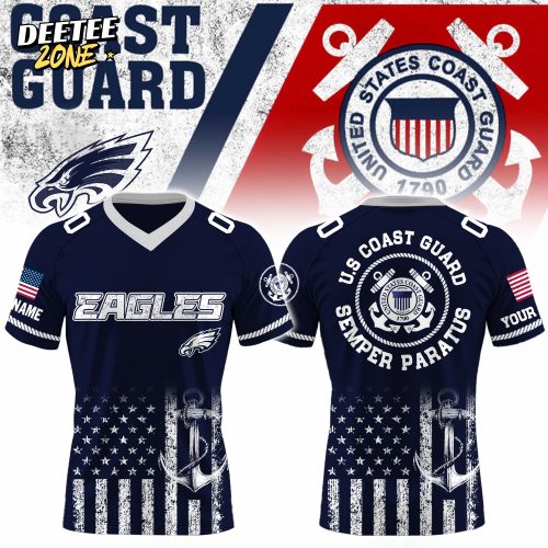 Philadelphia Eagles Football x U.S. Coast Guard Special Edition-V-neck Short Sleeve Jersey