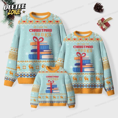 All I Want For Christmas Is Books Unisex Ugly Knit Christmas Sweater