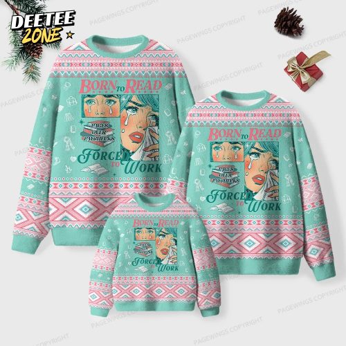 Born To Read Forced To Work Unisex Ugly Knit Christmas Sweater