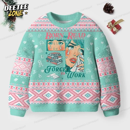 Born To Read Forced To Work Unisex Ugly Knit Christmas Sweater