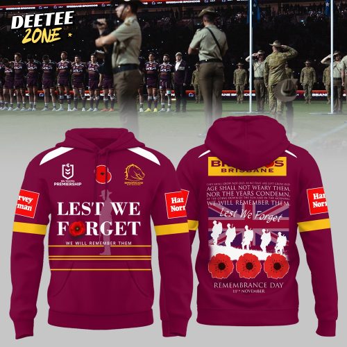 Brisbane Broncos Lest We Forget Limited Edition Hoodie