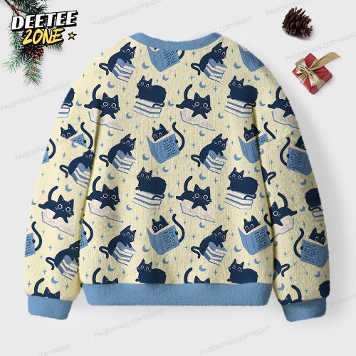 Cat Reading Unisex Ugly Knit Christmas Sweater