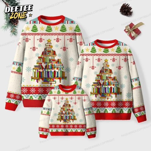 Christmas Book Tree Unisex Ugly Knit Christmas Sweater