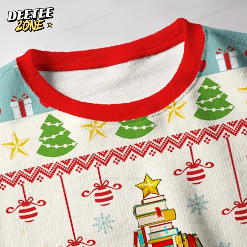 Christmas Book Tree Unisex Ugly Knit Christmas Sweater
