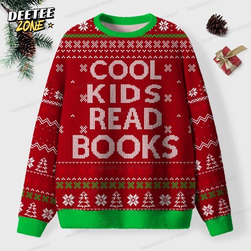 Cool Kids Read Books Unisex Ugly Knit Christmas Sweater