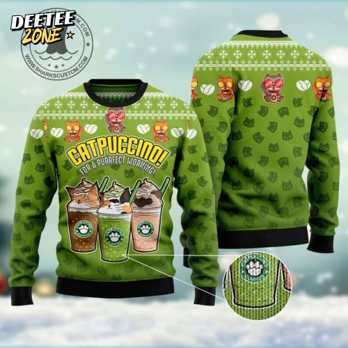 Cat Coffee Ugly Christmas Sweater