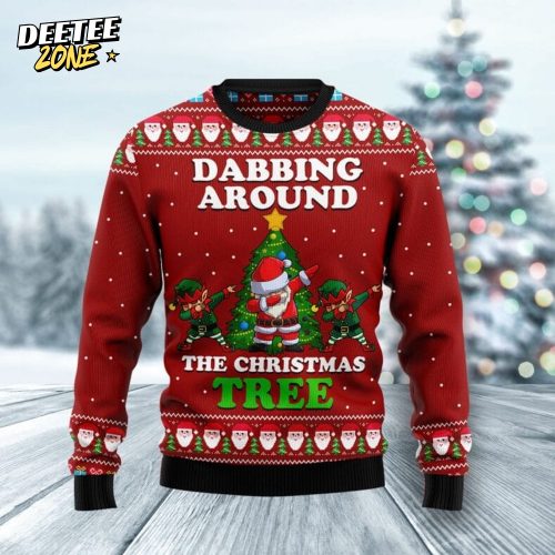 Dabbing Around The Christmas Tree Santa Claus And Goblin Ugly Christmas Sweater